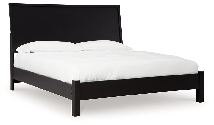 Danziar  Panel Bed With Mirrored Dresser And Nightstand