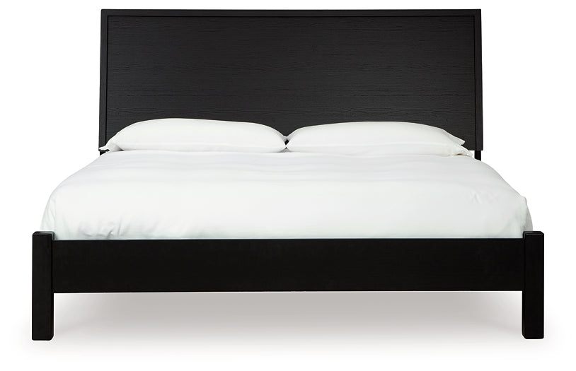 Danziar  Panel Bed With Mirrored Dresser, Chest And Nightstand