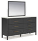 Cadmori  Upholstered Panel Bed With Mirrored Dresser, Chest And 2 Nightstands