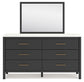 Cadmori  Upholstered Panel Bed With Mirrored Dresser, Chest And 2 Nightstands