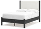 Cadmori  Upholstered Panel Bed With Mirrored Dresser And 2 Nightstands