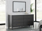 Cadmori  Upholstered Panel Bed With Mirrored Dresser, Chest And 2 Nightstands