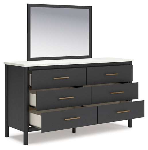 Cadmori  Upholstered Panel Bed With Mirrored Dresser And Chest