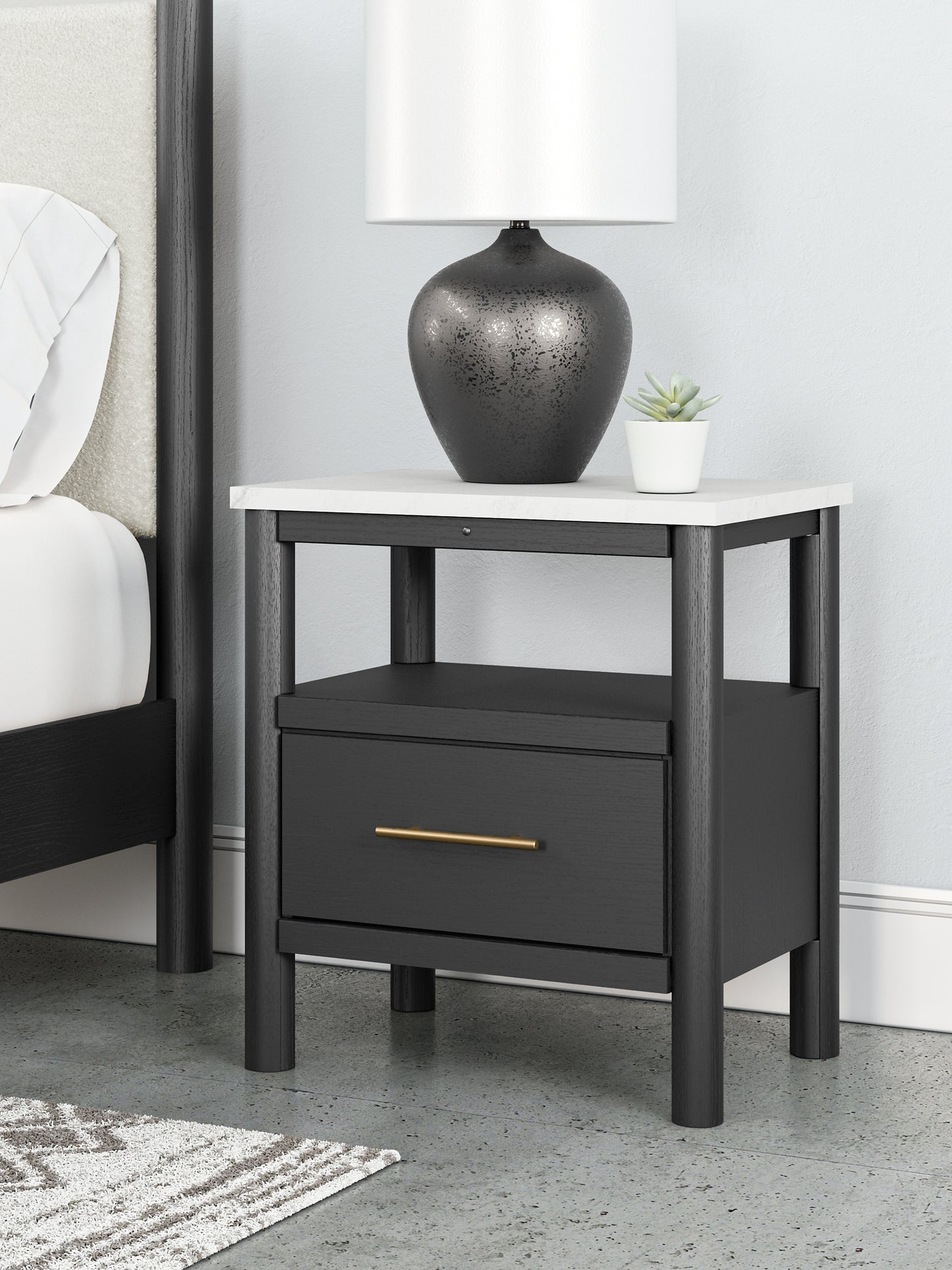 Cadmori  Upholstered Panel Bed With Mirrored Dresser, Chest And Nightstand