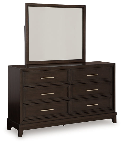 Neymorton  Upholstered Panel Bed With Mirrored Dresser And Nightstand