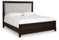 Neymorton California  Upholstered Panel Bed With Mirrored Dresser And 2 Nightstands