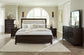 Neymorton  Upholstered Panel Bed With Mirrored Dresser And 2 Nightstands