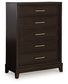 Neymorton California  Upholstered Panel Bed With Mirrored Dresser, Chest And Nightstand