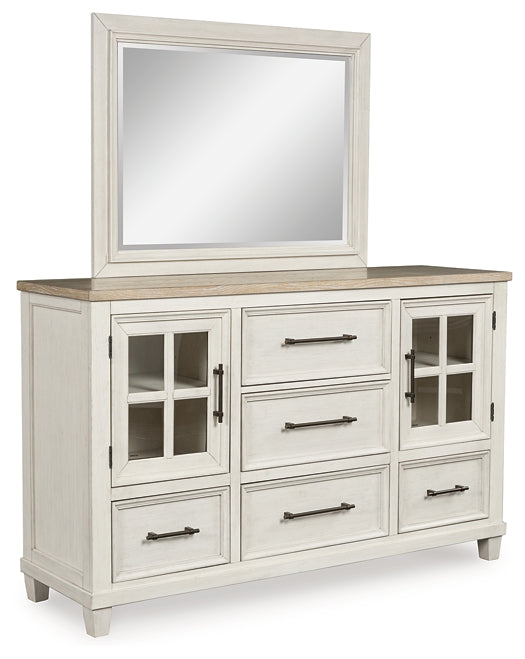 Shaybrock  Panel Bed With Mirrored Dresser