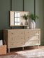 Cielden  Panel Headboard With Mirrored Dresser