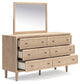 Cielden  Panel Headboard With Mirrored Dresser