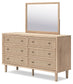 Cielden  Panel Headboard With Mirrored Dresser