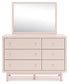 Wistenpine  Upholstered Panel Bed With Mirrored Dresser