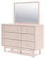 Wistenpine  Upholstered Panel Bed With Mirrored Dresser