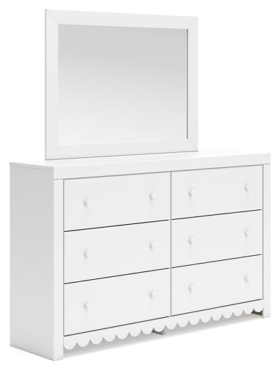 Mollviney  Panel Headboard With Mirrored Dresser