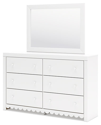 Mollviney  Panel Headboard With Mirrored Dresser