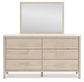 Cadmori  Upholstered Panel Bed With Mirrored Dresser