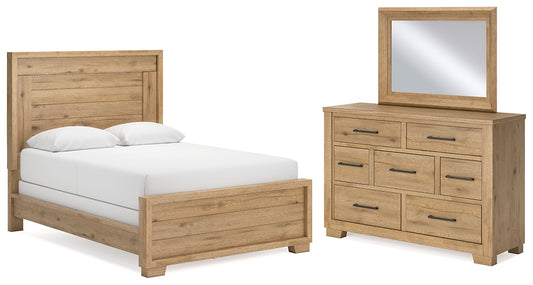 Galliden  Panel Bed With Mirrored Dresser