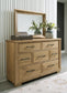 Galliden  Panel Bed With Mirrored Dresser