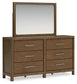 Cabalynn California  Panel Bed With Storage With Mirrored Dresser