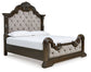 Maylee California  Upholstered Bed With Mirrored Dresser And Nightstand