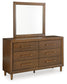 Lyncott California  Upholstered Bed With Mirrored Dresser, Chest And 2 Nightstands