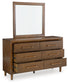 Lyncott California  Upholstered Bed With Mirrored Dresser, Chest And 2 Nightstands