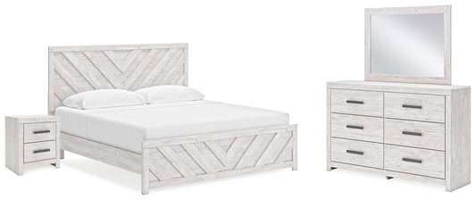 Cayboni  Panel Bed With Mirrored Dresser And Nightstand