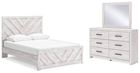 Cayboni  Panel Bed With Mirrored Dresser