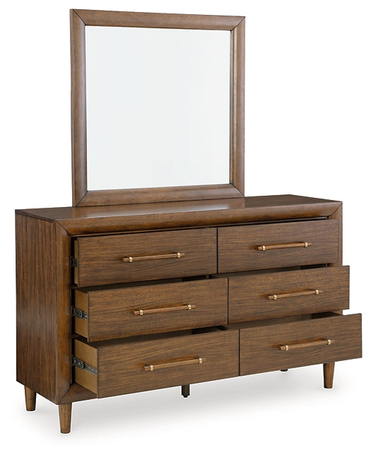 Lyncott California  Upholstered Bed With Mirrored Dresser