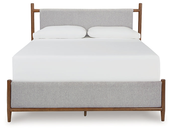 Lyncott California  Upholstered Bed With Mirrored Dresser