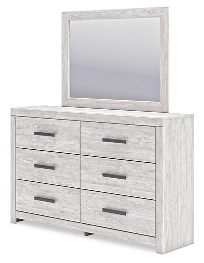 Cayboni  Panel Bed With Mirrored Dresser And Chest