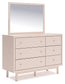 Wistenpine  Upholstered Panel Bed With Mirrored Dresser And Nightstand