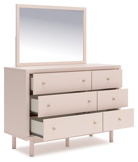 Wistenpine  Upholstered Panel Bed With Mirrored Dresser, Chest And Nightstand