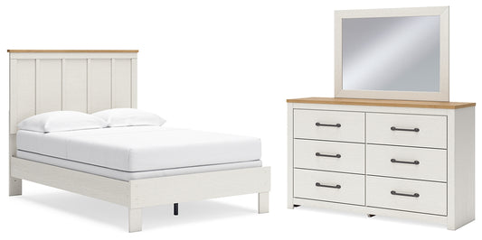 Linnocreek  Panel Bed With Mirrored Dresser