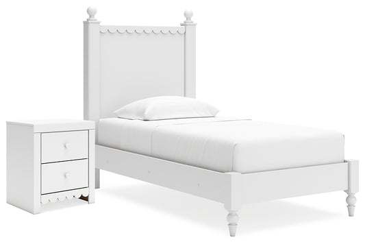 Mollviney  Panel Bed With Nightstand