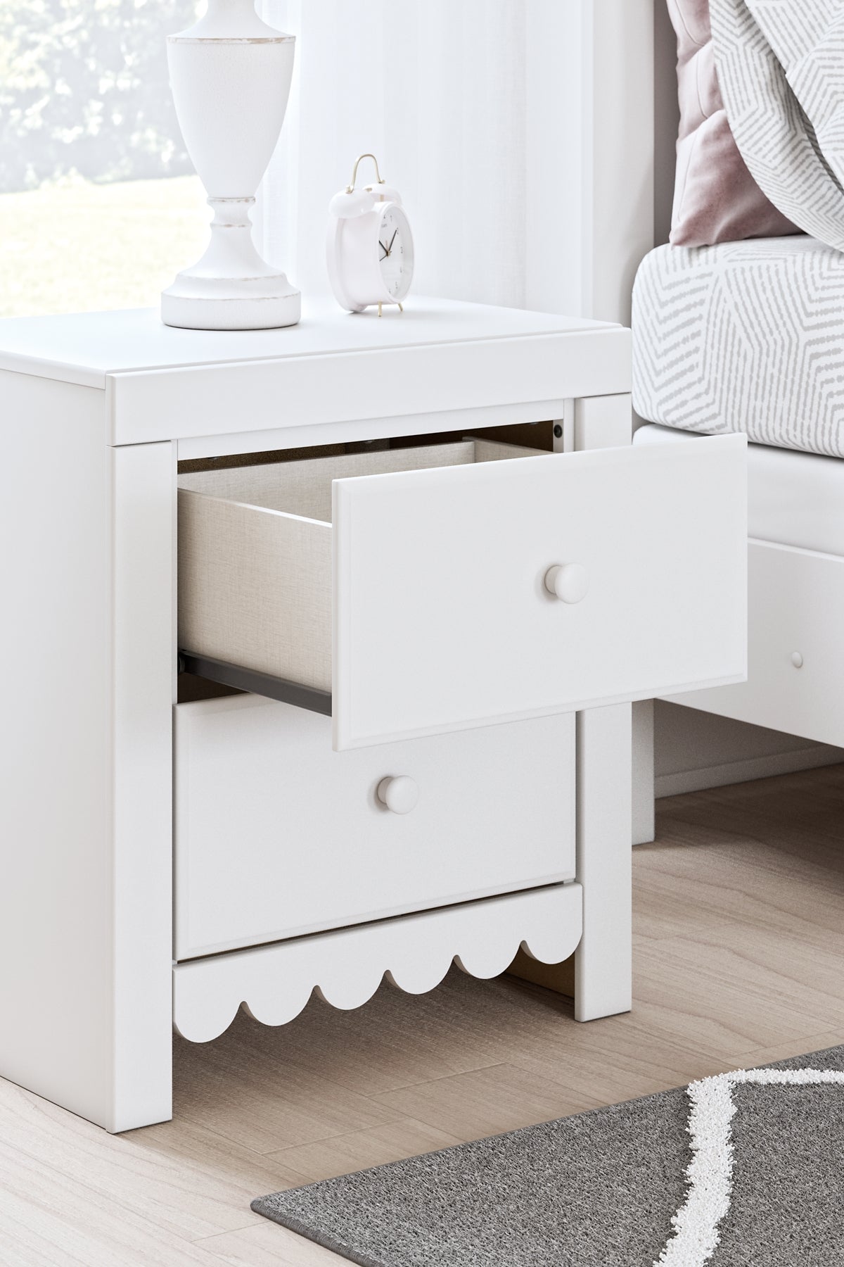 Mollviney  Panel Bed With Nightstand