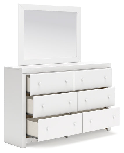 Mollviney  Panel Storage Bed With Mirrored Dresser, Chest And 2 Nightstands