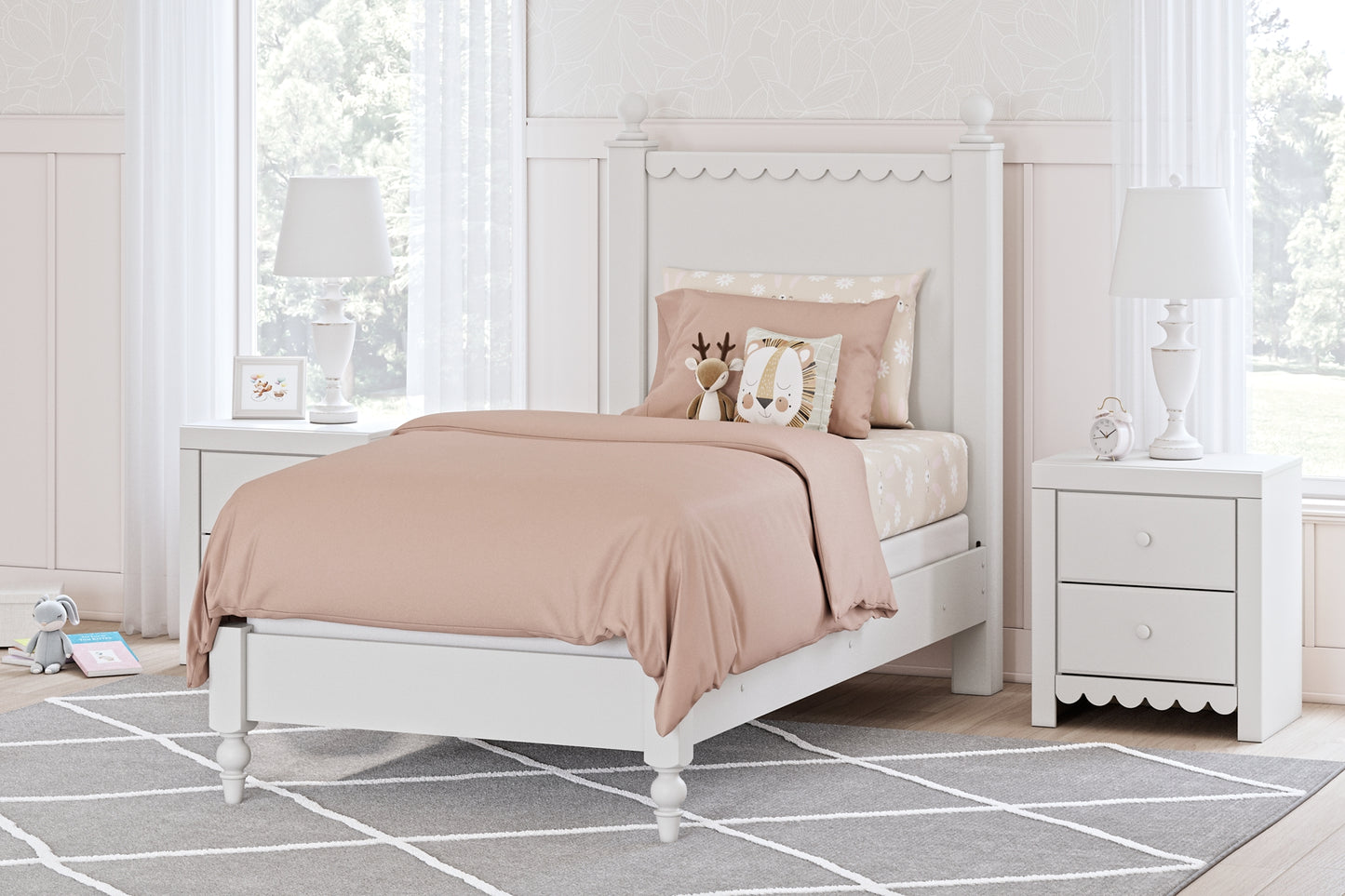 Mollviney  Panel Bed With Nightstand