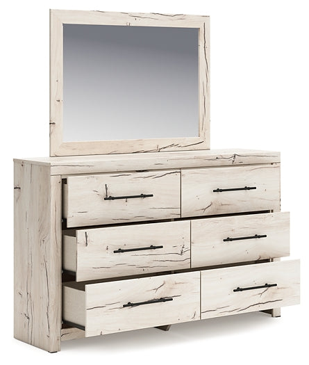 Lawroy  Panel Storage Bed With Mirrored Dresser