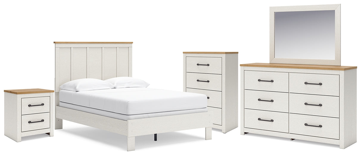 Linnocreek  Panel Bed With Mirrored Dresser, Chest And Nightstand