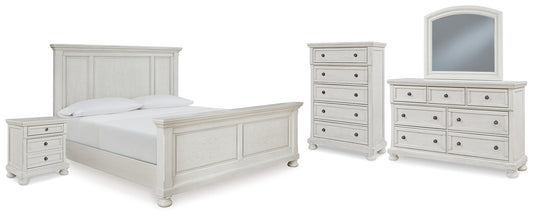 Robbinsdale  Panel Bed With Mirrored Dresser, Chest And Nightstand