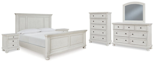 Robbinsdale  Panel Bed With Mirrored Dresser, Chest And 2 Nightstands