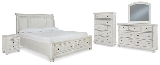 Robbinsdale  Sleigh Bed With Storage With Mirrored Dresser, Chest And Nightstand