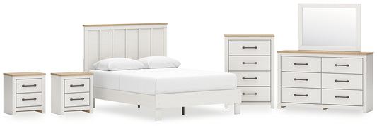 Linnocreek  Panel Bed With Mirrored Dresser, Chest And 2 Nightstands