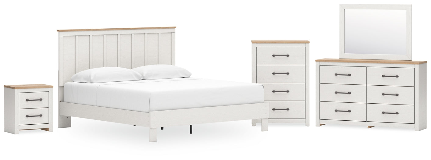 Linnocreek  Panel Bed With Mirrored Dresser, Chest And Nightstand