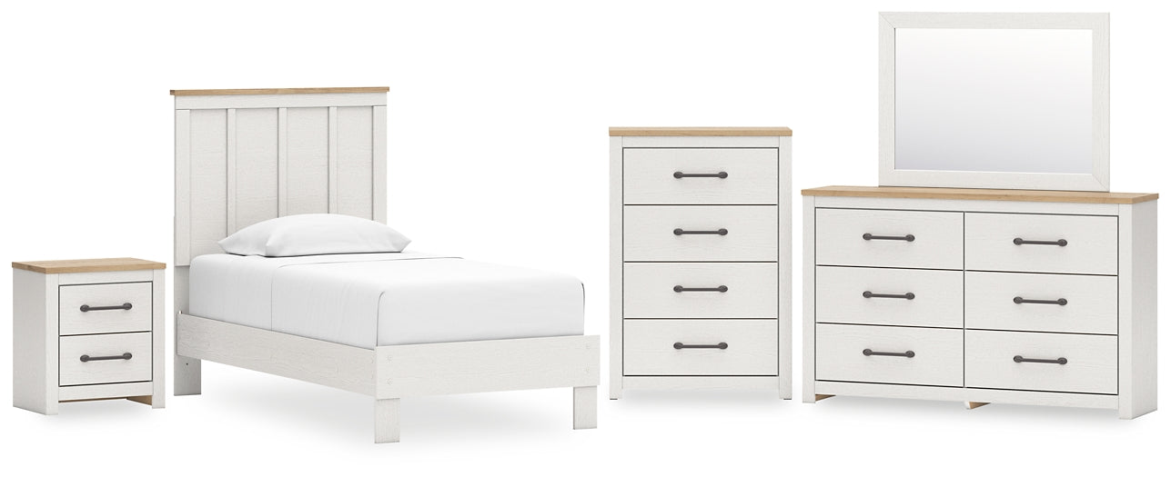 Linnocreek  Panel Bed With Mirrored Dresser, Chest And Nightstand