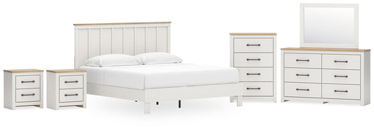 Linnocreek  Panel Bed With Mirrored Dresser, Chest And 2 Nightstands