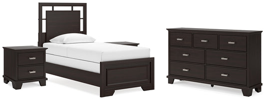 Covetown  Panel Bed With Dresser And 2 Nightstands