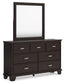 Covetown  Panel Bed With Mirrored Dresser And Chest